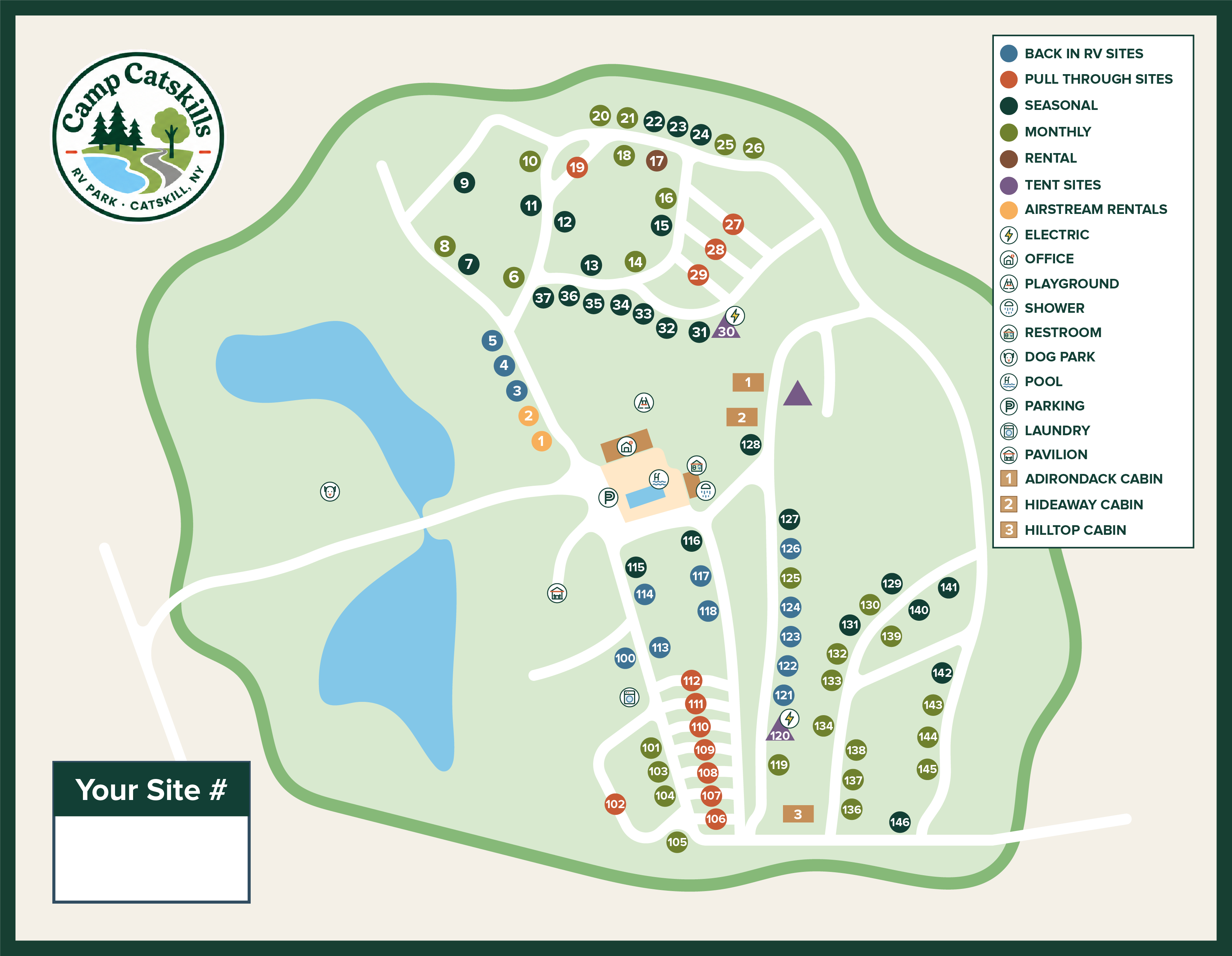 Official Camp Catskills campground site map